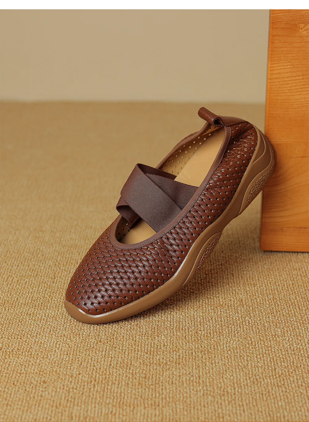Spring/Summer Openwork Sandals, Round Toe, Sheepskin Casual Comfort Women's Shoes