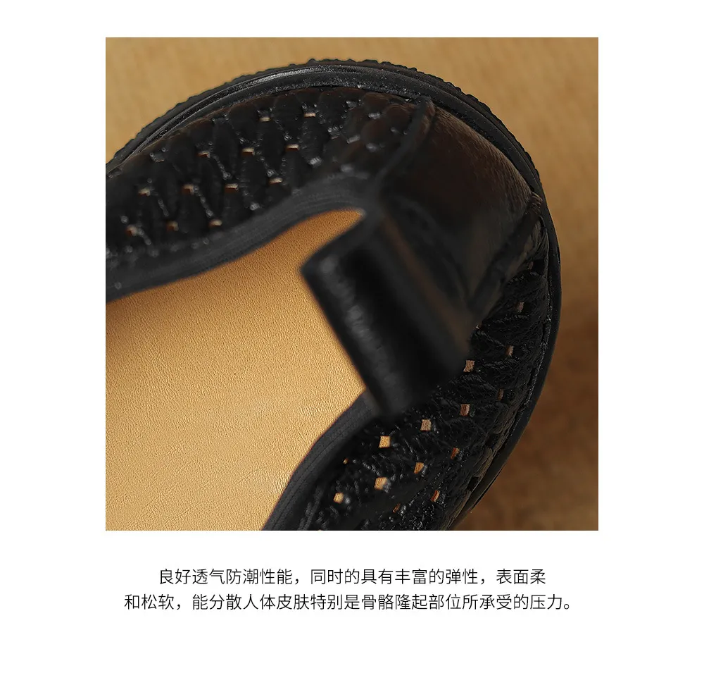 Spring/Summer Openwork Sandals, Round Toe, Sheepskin Casual Comfort Women's Shoes