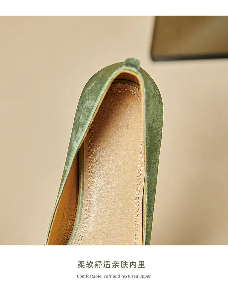 Fashionable Spring and Autumn Square Toe Hollow Out Single Shoes Chunky Heel High Heel Slip-on Chanel Style Cropped Shoes Women's 04-05x