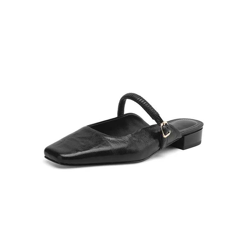 Spring/Summer Low-Heeled Flat Square-Toe Sheepskin Fashion Women's Shoes 04-05y