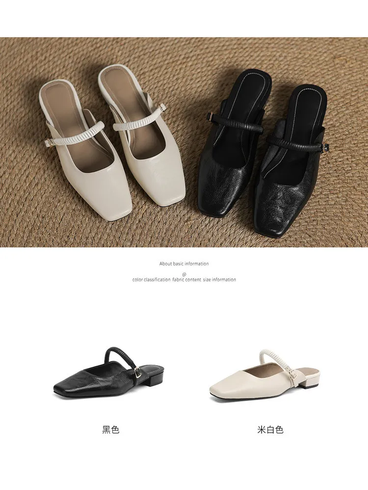 Spring/Summer Low-Heeled Flat Square-Toe Sheepskin Fashion Women's Shoes 04-05y
