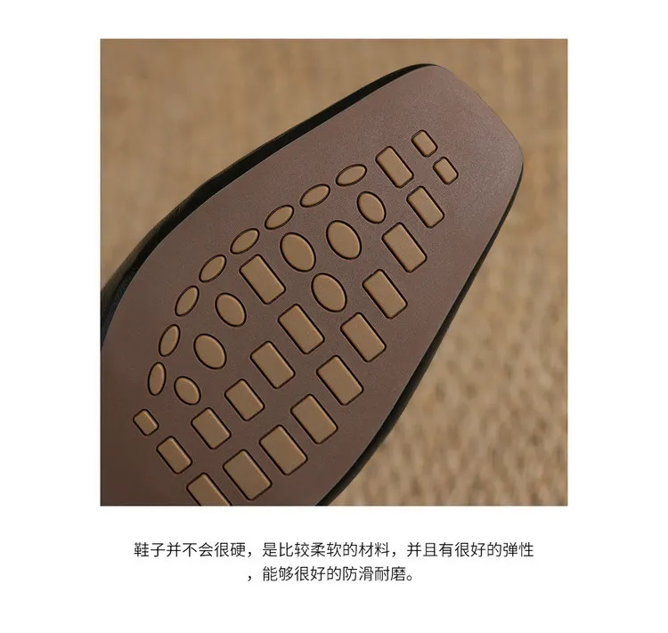 Spring/Summer Low-Heeled Flat Square-Toe Sheepskin Fashion Women's Shoes 04-05y