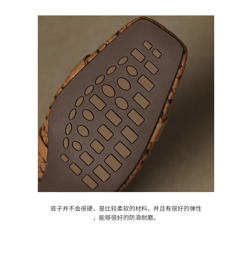 Our top-selling spring/summer style square-toe chunky heel women's shoes with hollowed-out solid color and comfortable cowhide leather.