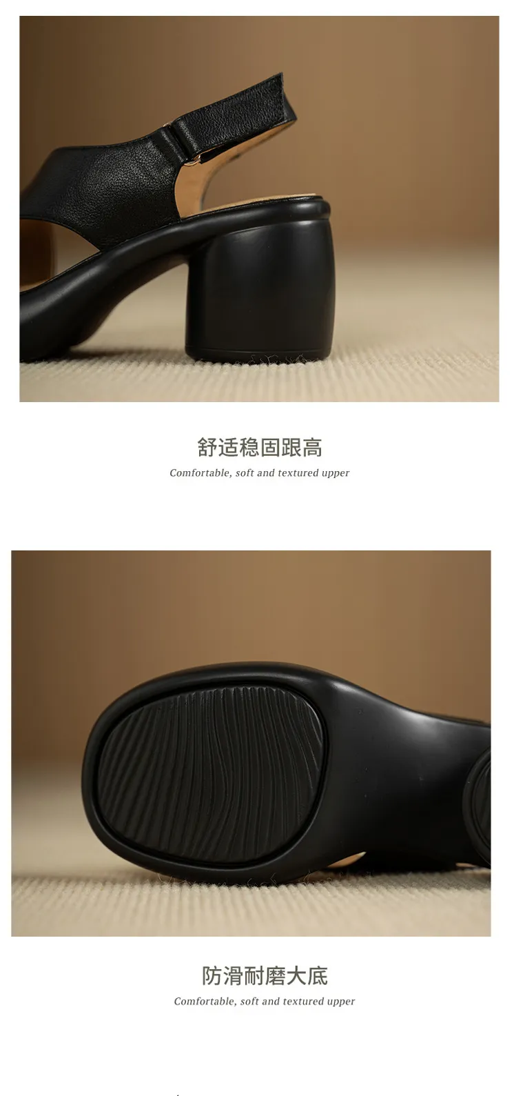 Spring/Summer platform chunky heel high-heeled sandals, open-toe, comfortable cowhide fashion shoes for women.