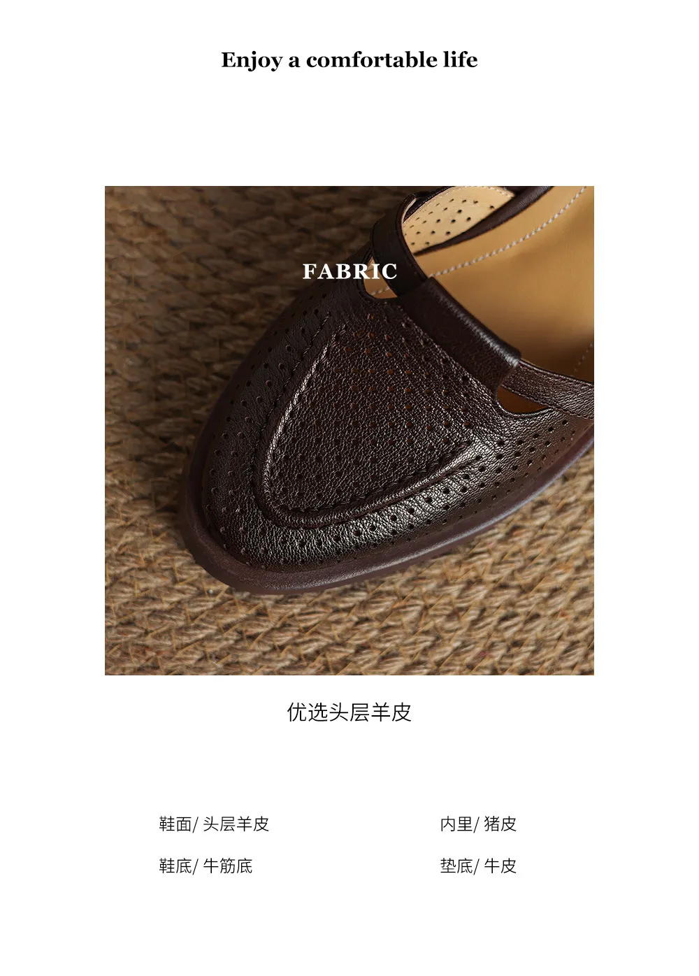 Spring/Summer Round Toe Sandals with Hollow Out Buckle and Perforated Sheepskin Fashion Women's Shoes