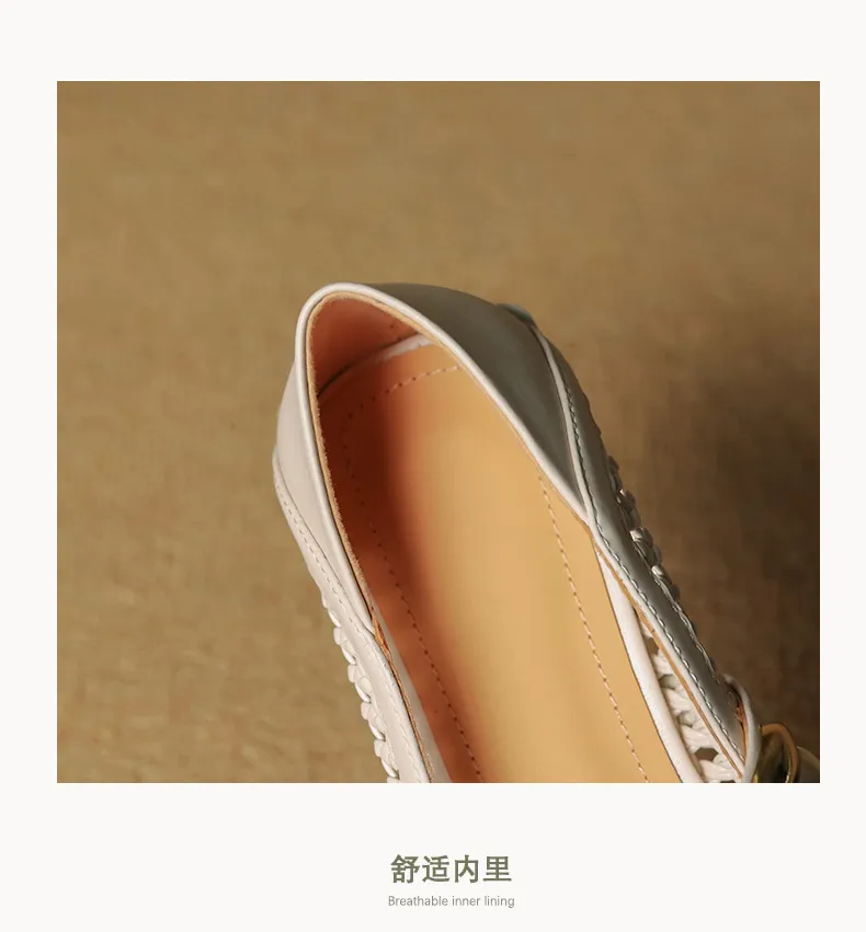 Spring/Summer Openwork Sandals with Rivets, Pointed Toe, Chunky Heel, Comfortable Women's Shoes