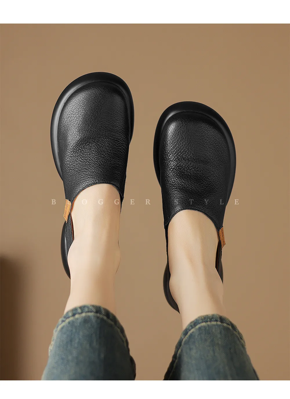 Spring and Autumn Round Toe Thick Sole Chunky Heel Single Shoes, Comfortable and Simple Sheepskin Women's Shoes