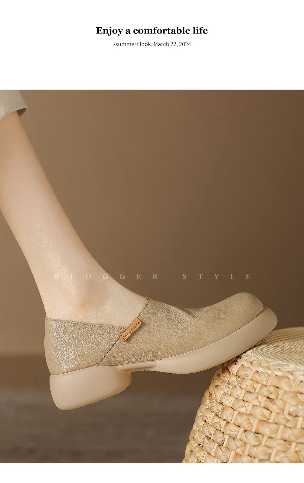 Spring and Autumn Round Toe Thick Sole Chunky Heel Single Shoes, Comfortable and Simple Sheepskin Women's Shoes