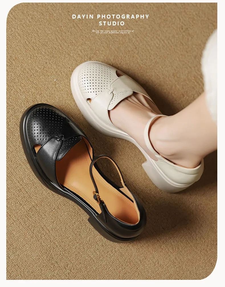 Spring/Summer Buckle Sandals, Thick Sole, Chunky Heel, High Heel, Round Toe, Comfortable Women's Shoes