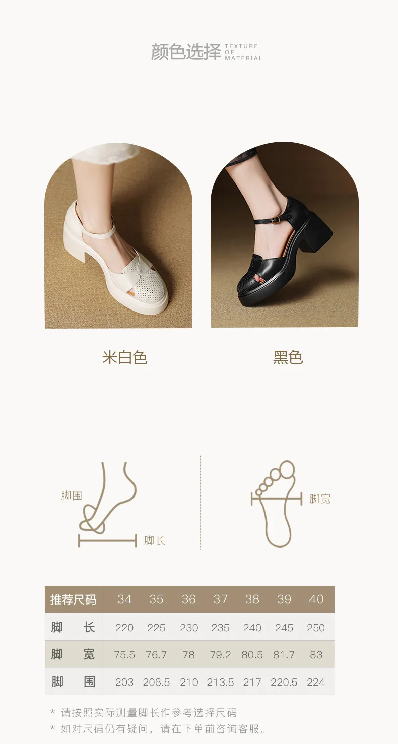 Spring/Summer Buckle Sandals, Thick Sole, Chunky Heel, High Heel, Round Toe, Comfortable Women's Shoes