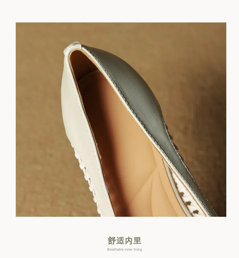 Spring/Summer Pointed Toe Flats Kitten Heel High Heels Bow Hollow Out Leather Fashion Women's Shoes
