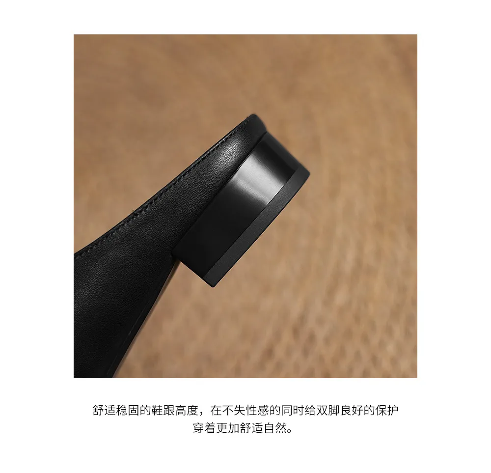 Spring/Summer Slippers, Square Toe, Bow, Chunky Heel, Mid-Heel, Fashionable Women's Shoes, Simple and Comfortable