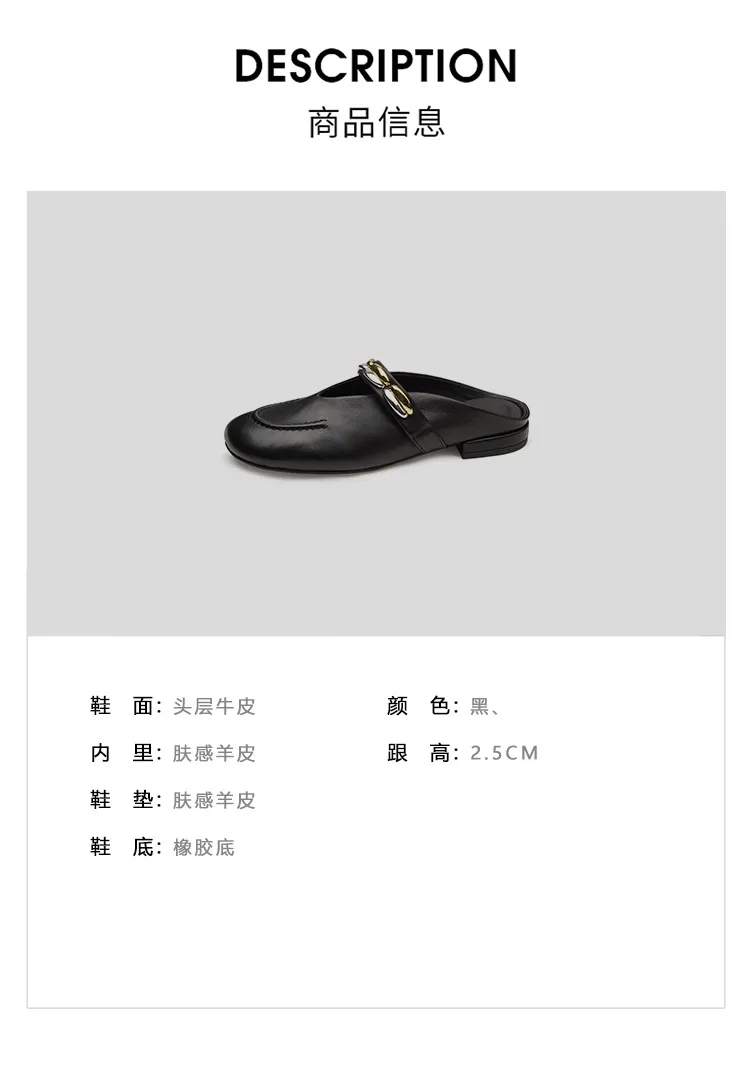 One pair of 2.5cm low-heeled, stylish flat sandals with gold and silver buckles, made of soft top-grain cowhide and lined with sheepskin.