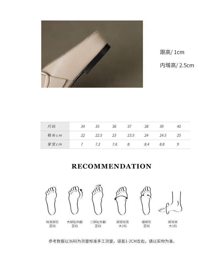 Recommended in-stock spring/summer round-toe slippers, closed-toe flat wedge heels, cowhide women's shoes, 4-20g