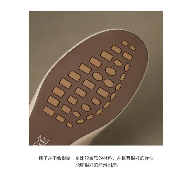 Recommended in-stock spring/summer round-toe slippers, closed-toe flat wedge heels, cowhide women's shoes, 4-20g