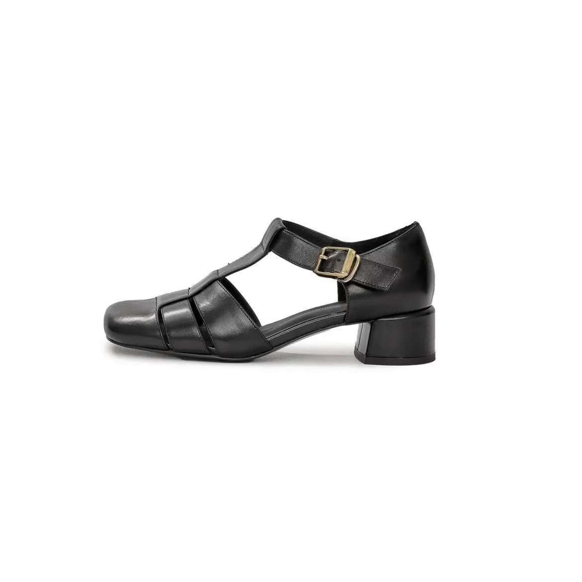 Women's Summer European Style Cowhide Woven Hollow-Out Breathable Closed-Toe Fashion Sandals High Heels