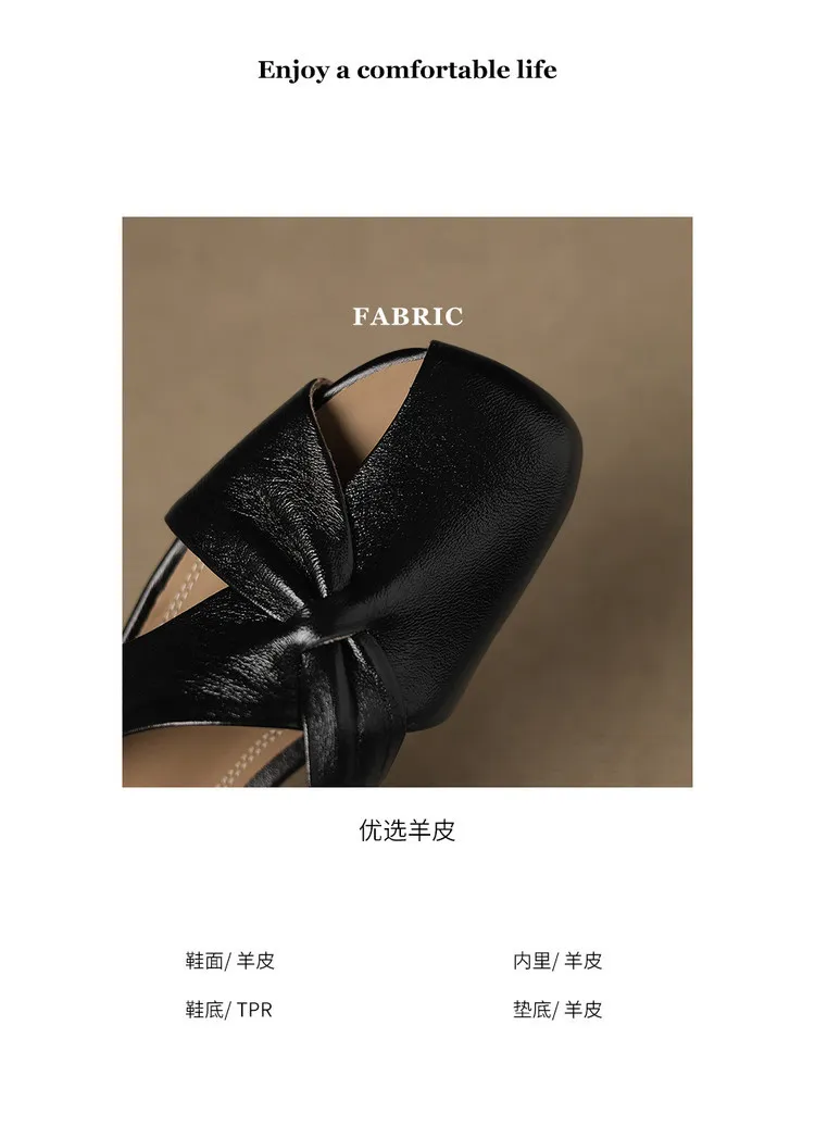A pair of square-toe slippers, fashionable spring/summer style, made of sheepskin, half-length slippers, comfortable and soft, closed-toe women's shoes.