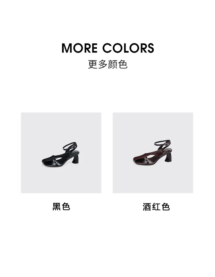 Spring/Summer Square Toe Sandals with Buckle Chunky Heel Fashion Leather Women's Shoes 4-20n