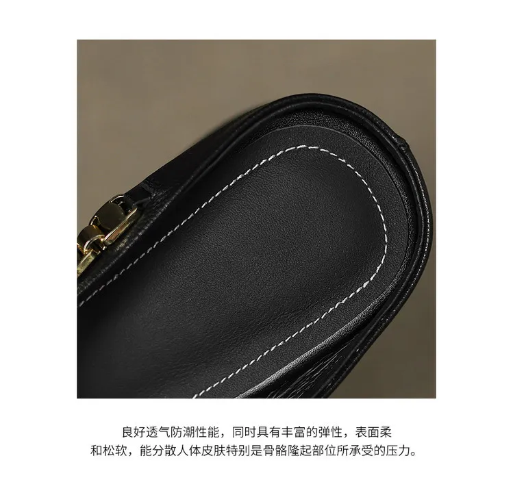 Spring/Summer Round Toe Platform Chunky Heel Slippers Sheepskin Fashion Women's Shoes Black 5-13c