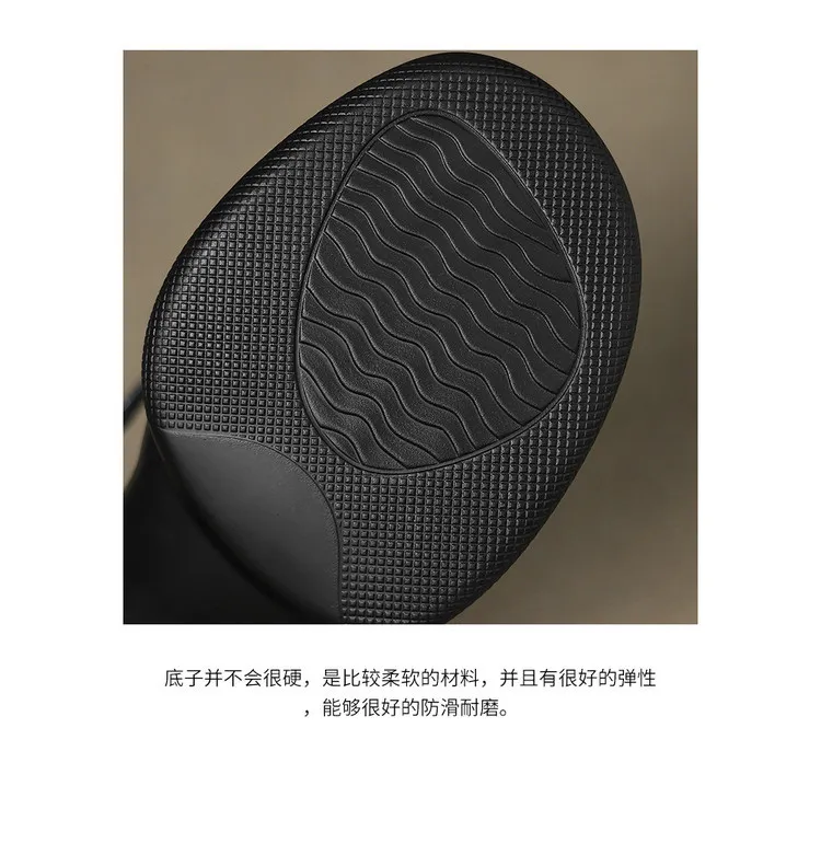 Spring/Summer Round Toe Platform Chunky Heel Slippers Sheepskin Fashion Women's Shoes Black 5-13c