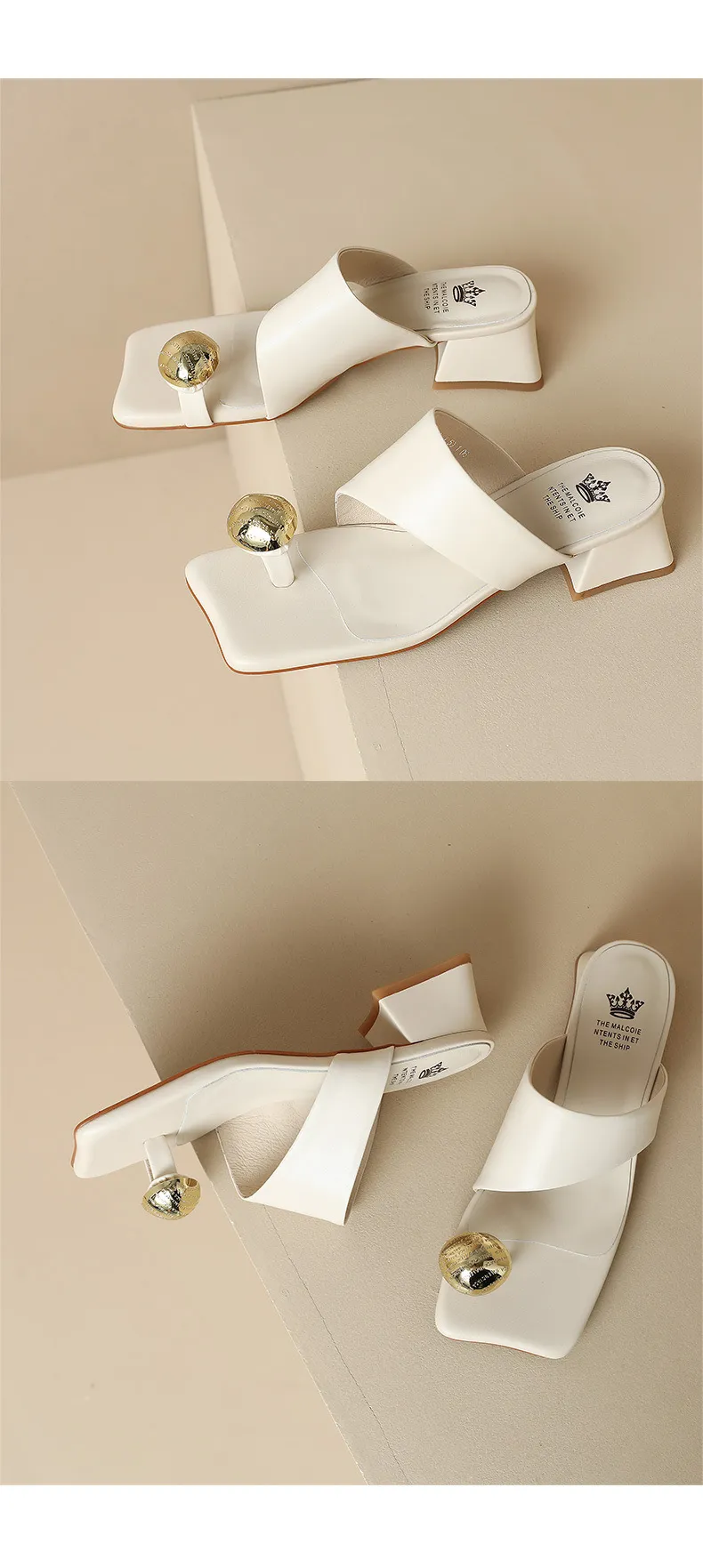 Summer slippers with square toe, chunky heel, and high heels – fashionable women's shoes
