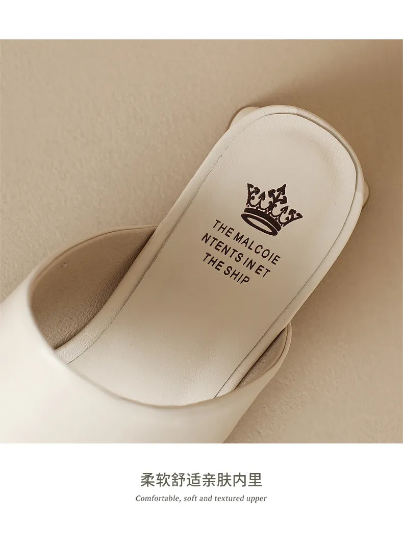 Summer slippers with square toe, chunky heel, and high heels – fashionable women's shoes