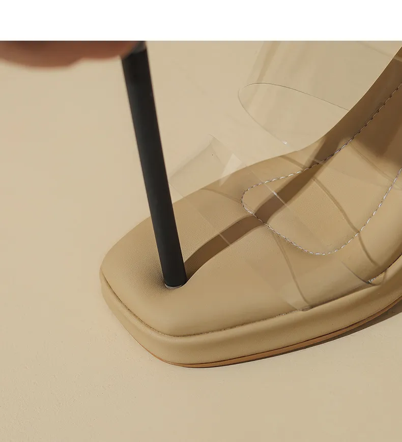 Spring/Summer Slip-on Fashion Women's Slip-on Sandals with Square Toes and Chunky Heels