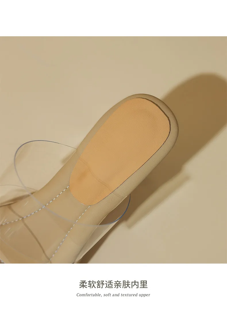 Spring/Summer Slip-on Fashion Women's Slip-on Sandals with Square Toes and Chunky Heels