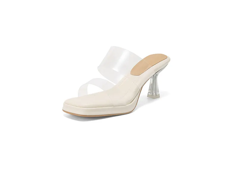 Spring/Summer Slip-on Fashion Women's Slip-on Sandals with Square Toes and Chunky Heels