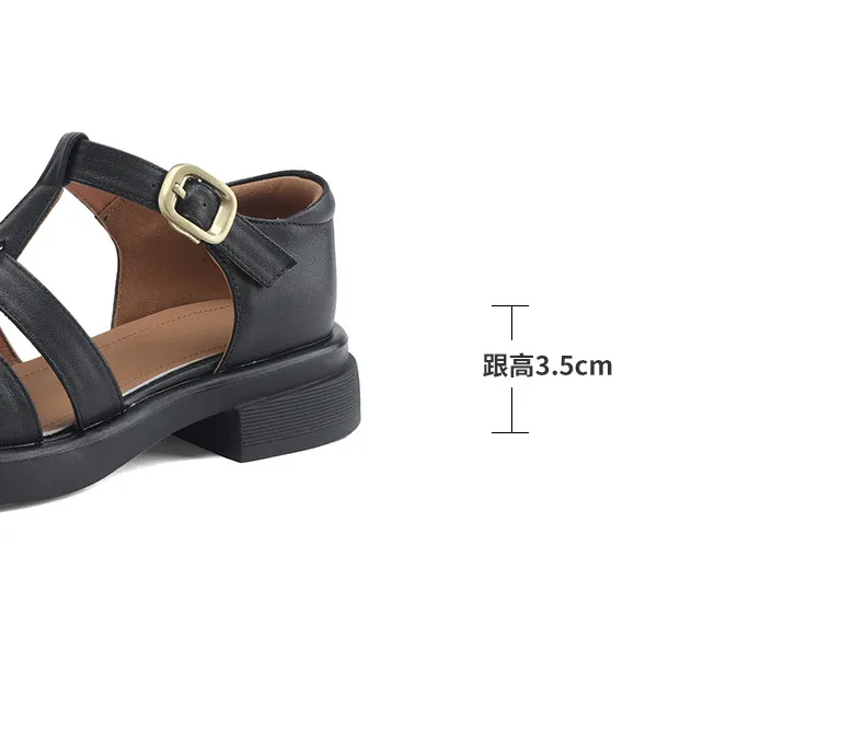 Summer retro French-style closed-toe women's shoes, plus sizes 34-39, 40, 41, 42, Roman sandals