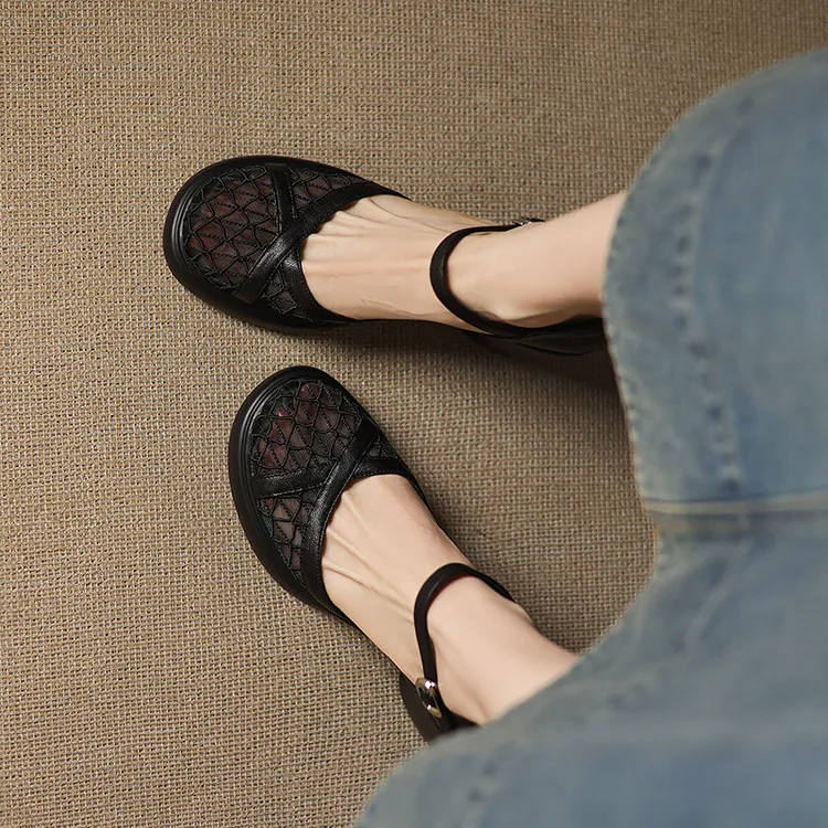Spring/Summer Platform Chunky Heel High-Heel Buckled Sandals Sheepskin Fashion Women's Shoes 5-13d