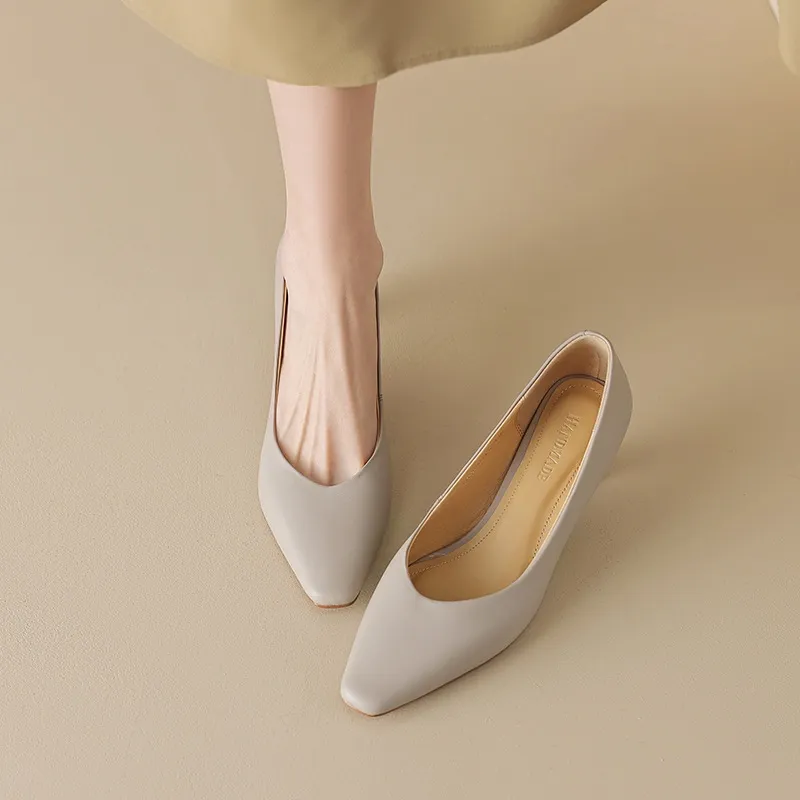 Spring and Autumn Square Toe Slip-on Sheepskin Stiletto High Heels Fashion Women's Shoes