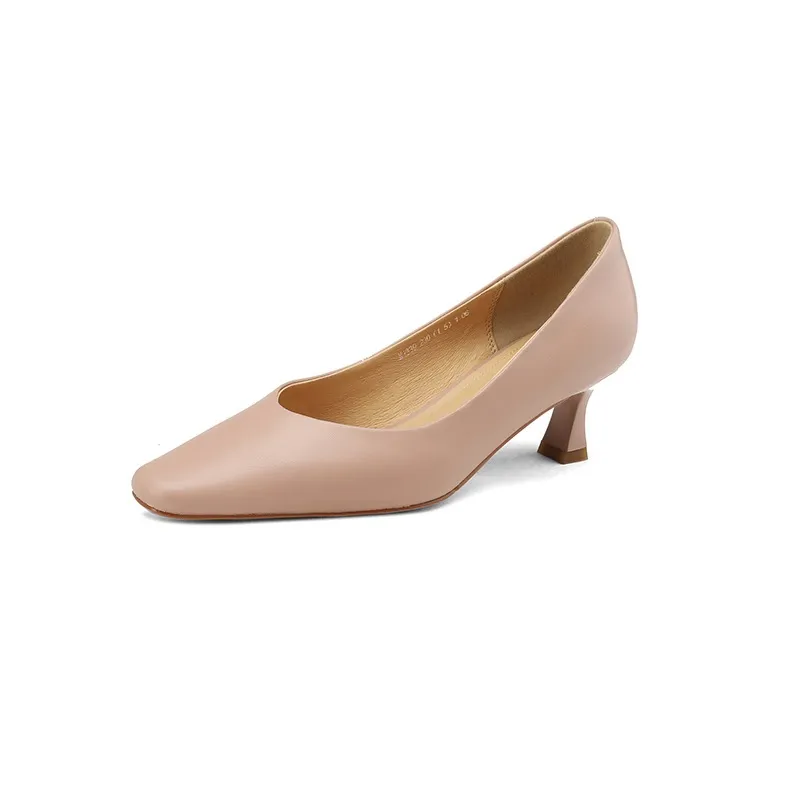 Spring and Autumn Square Toe Slip-on Sheepskin Stiletto High Heels Fashion Women's Shoes