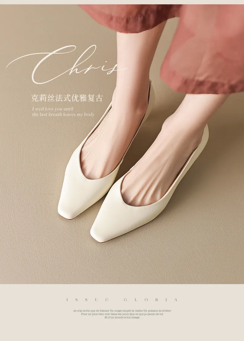 Spring and Autumn Square Toe Slip-on Sheepskin Stiletto High Heels Fashion Women's Shoes