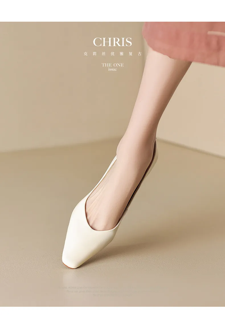Spring and Autumn Square Toe Slip-on Sheepskin Stiletto High Heels Fashion Women's Shoes