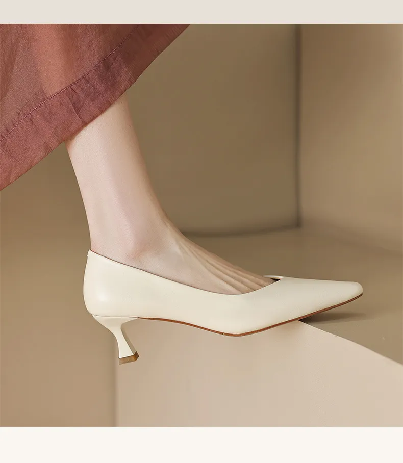 Spring and Autumn Square Toe Slip-on Sheepskin Stiletto High Heels Fashion Women's Shoes