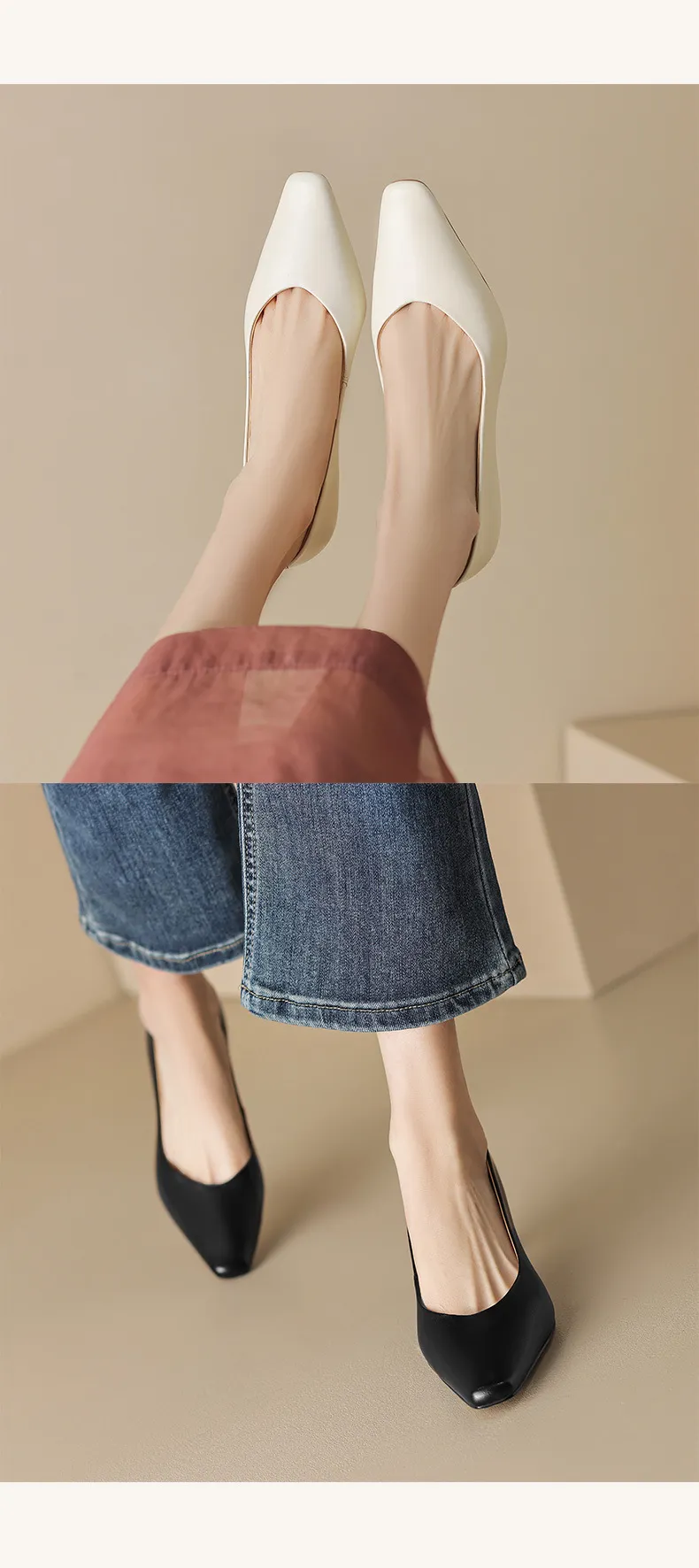 Spring and Autumn Square Toe Slip-on Sheepskin Stiletto High Heels Fashion Women's Shoes