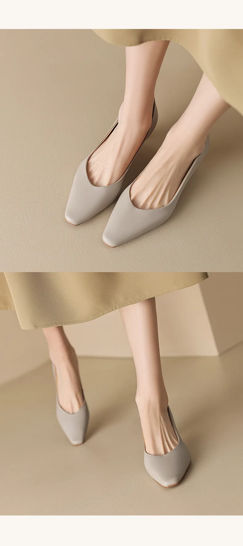 Spring and Autumn Square Toe Slip-on Sheepskin Stiletto High Heels Fashion Women's Shoes