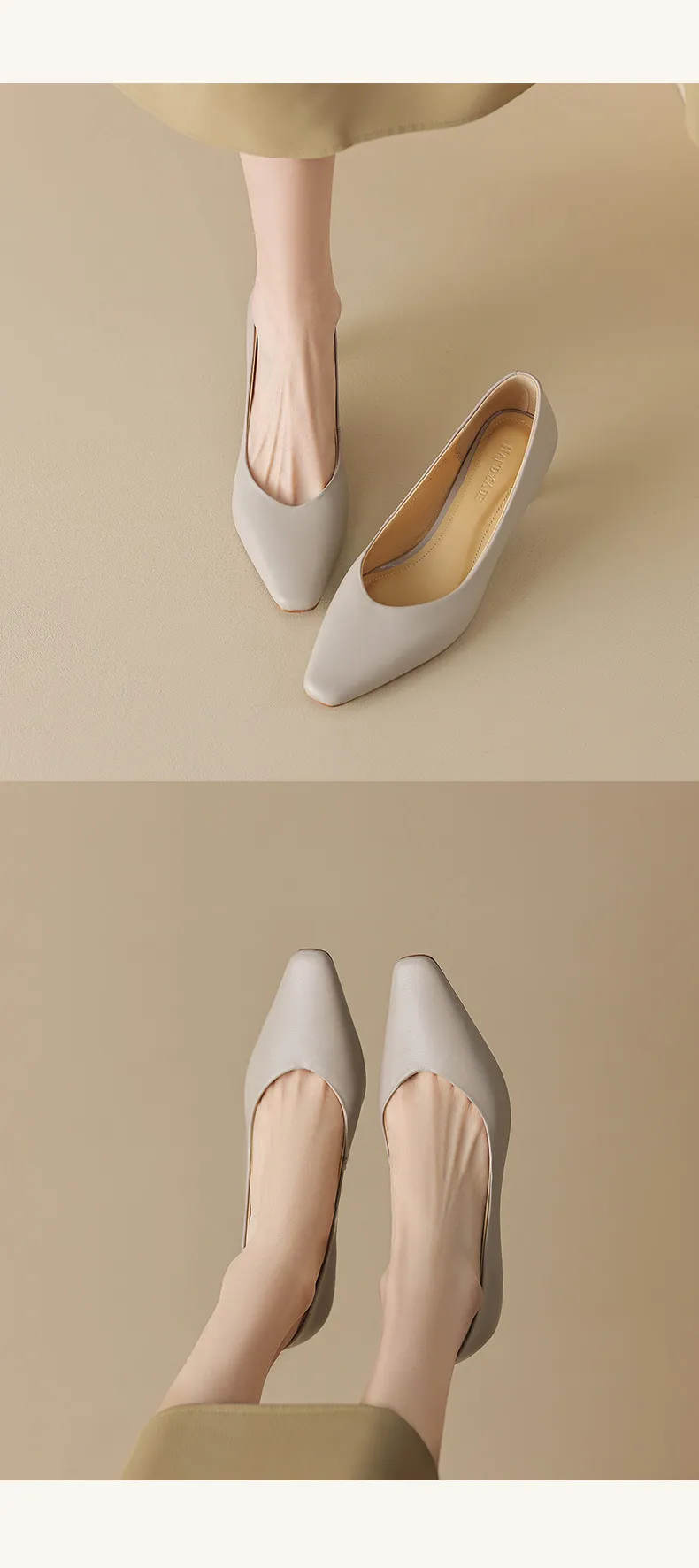 Spring and Autumn Square Toe Slip-on Sheepskin Stiletto High Heels Fashion Women's Shoes