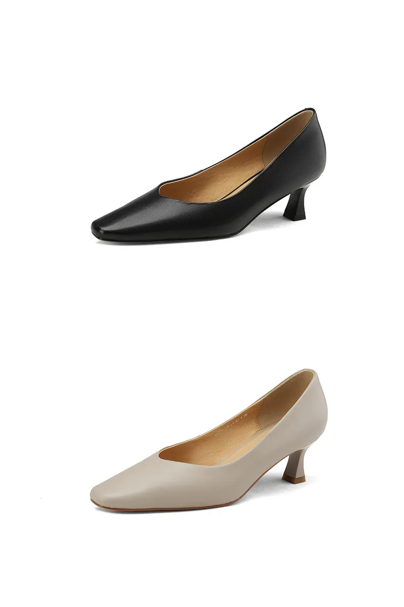 Spring and Autumn Square Toe Slip-on Sheepskin Stiletto High Heels Fashion Women's Shoes