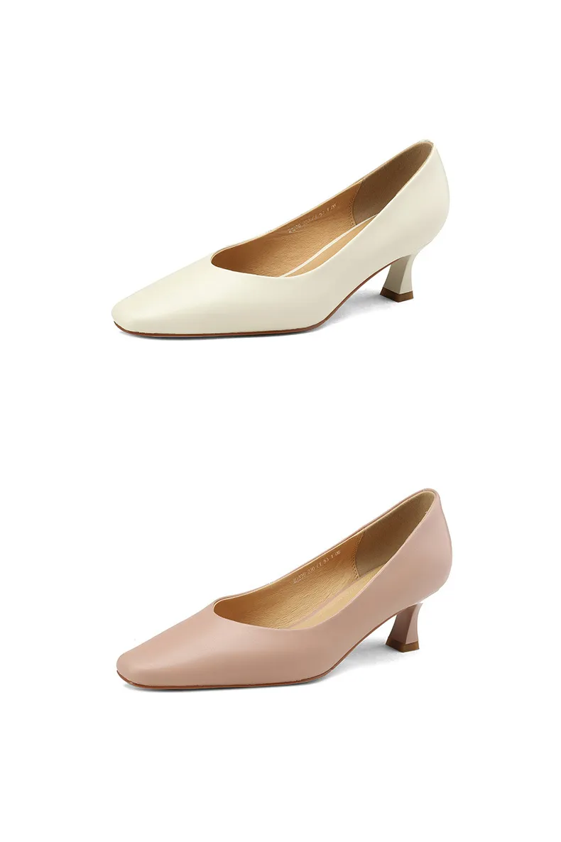 Spring and Autumn Square Toe Slip-on Sheepskin Stiletto High Heels Fashion Women's Shoes