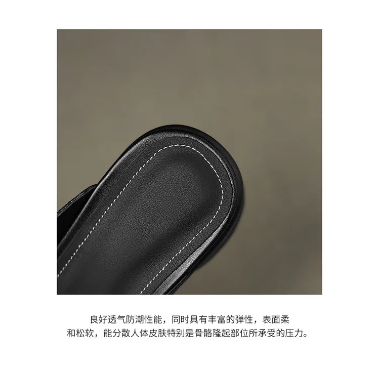 Spring/Summer Slippers, Round Toe, Thick Sole, Chunky Heel, High Heel, Sheepskin and Mesh Panel Women's Shoes, 5-13a