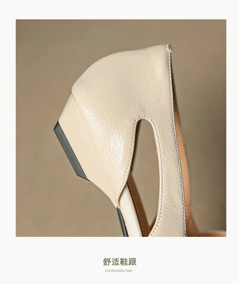Spring/Summer Square-Toe Flats with Buckle, Hollowed-Out Sheepskin, Chunky Heel, Fashion Women's Shoes, 5-13k