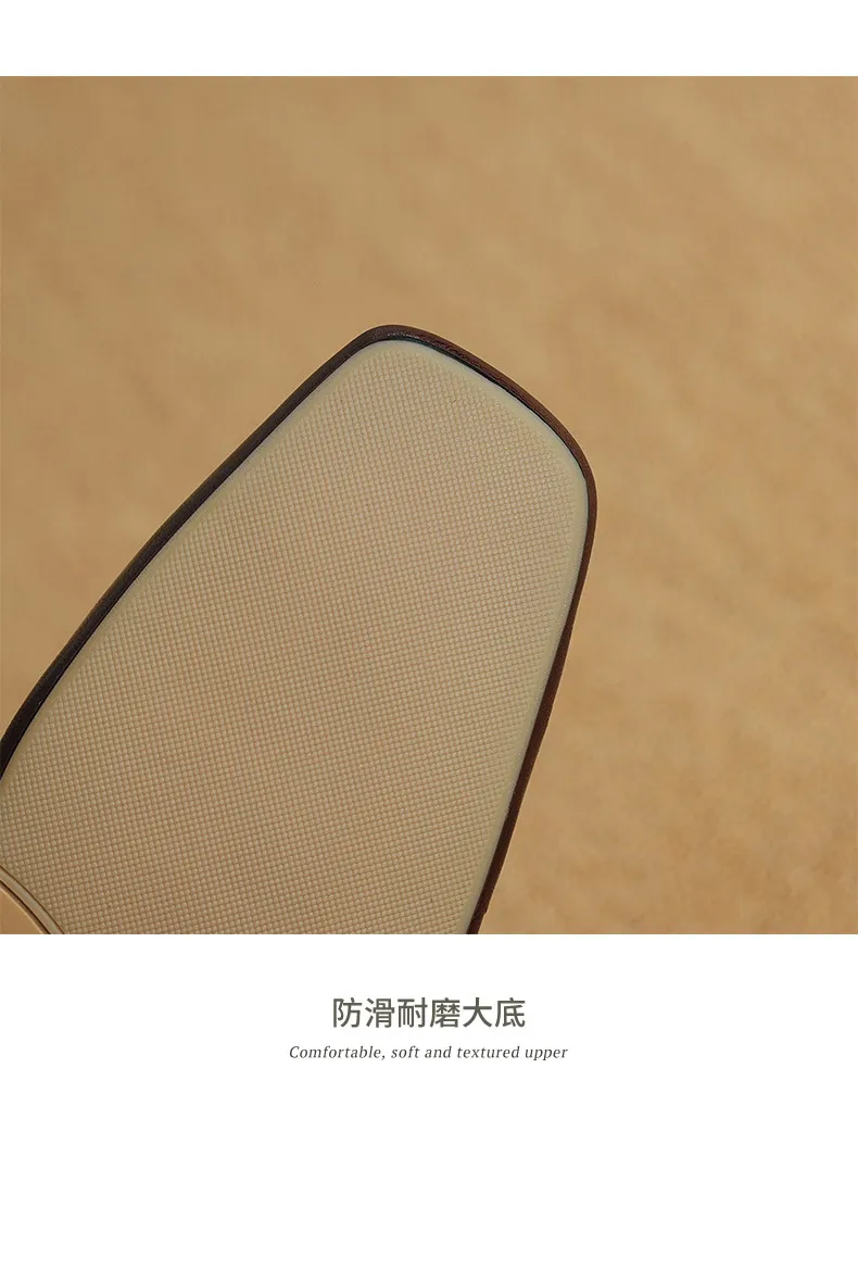 Secret Text Summer High-Heeled Top-Grain Cowhide Closed Toe Open Back Single Buckle Retro Sandals