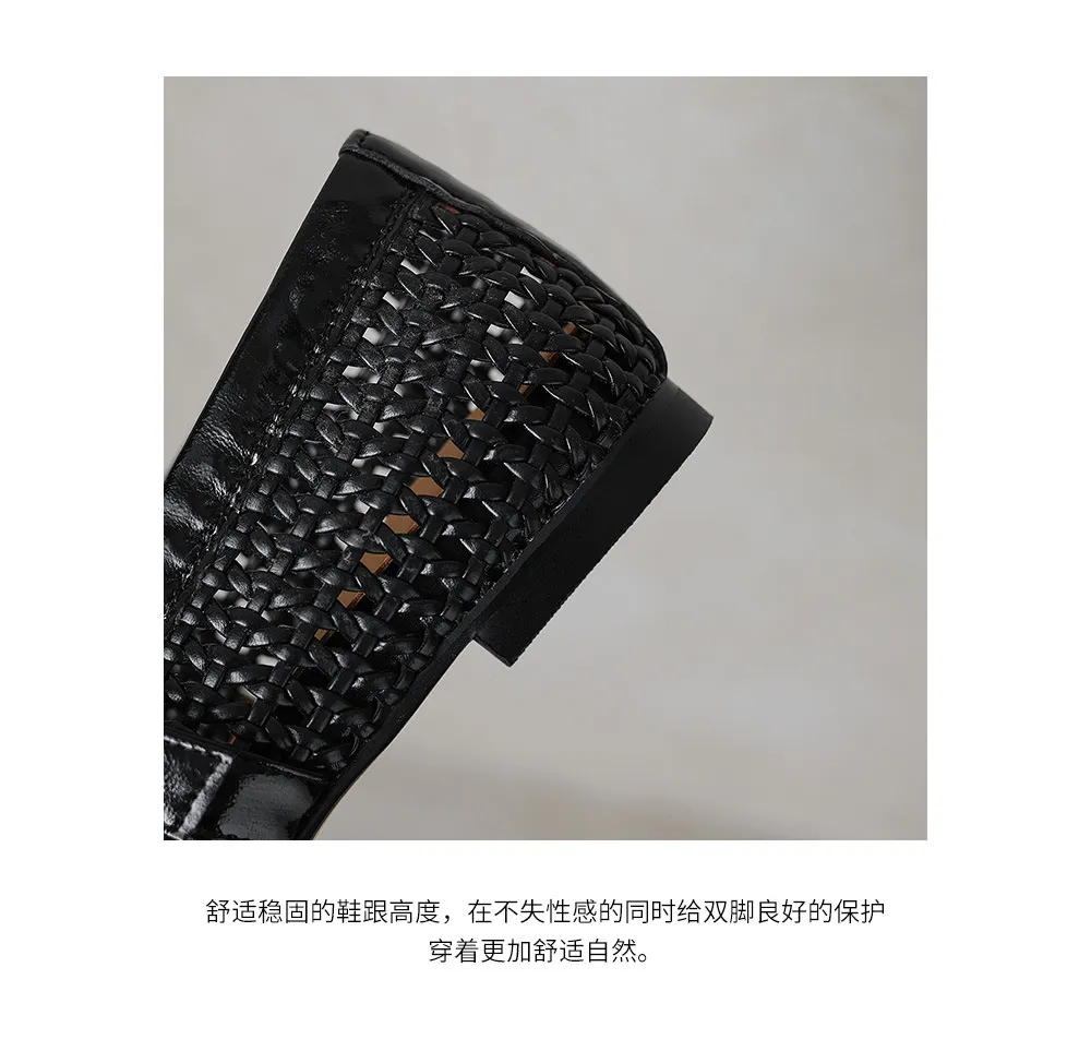 Woven women's shoes with one-strap openwork dance shoes, fashionable sandals, flat ballet flats