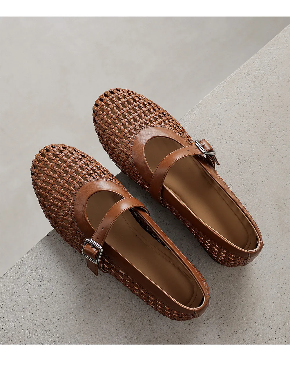 Woven women's shoes with one-strap openwork dance shoes, fashionable sandals, flat ballet flats