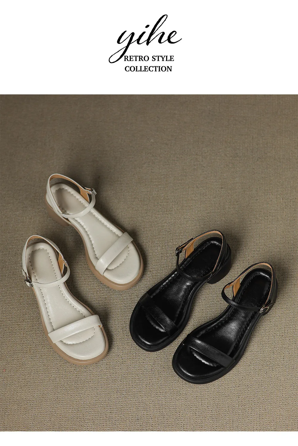 Spring/Summer Round Toe Sandals Chunky Heel High Heel Buckle Lambskin Fashion Women's Shoes