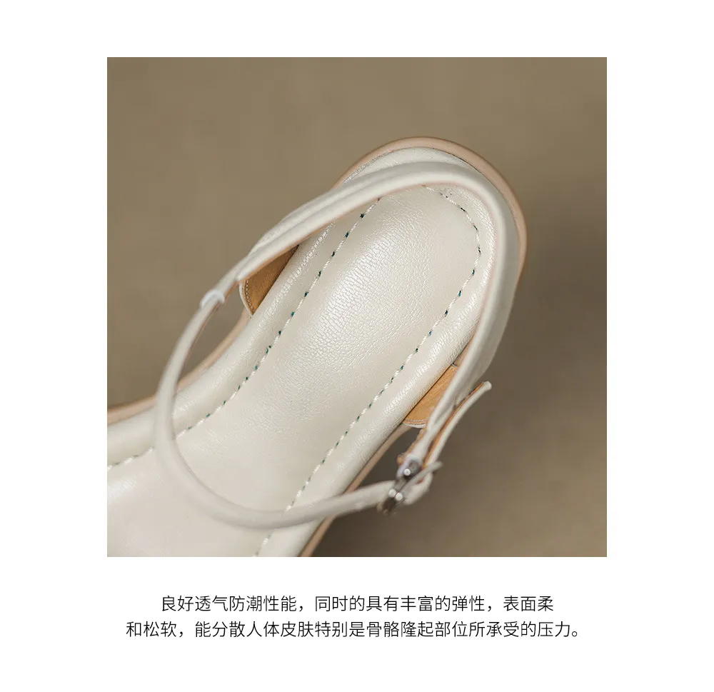 Spring/Summer Round Toe Sandals Chunky Heel High Heel Buckle Lambskin Fashion Women's Shoes