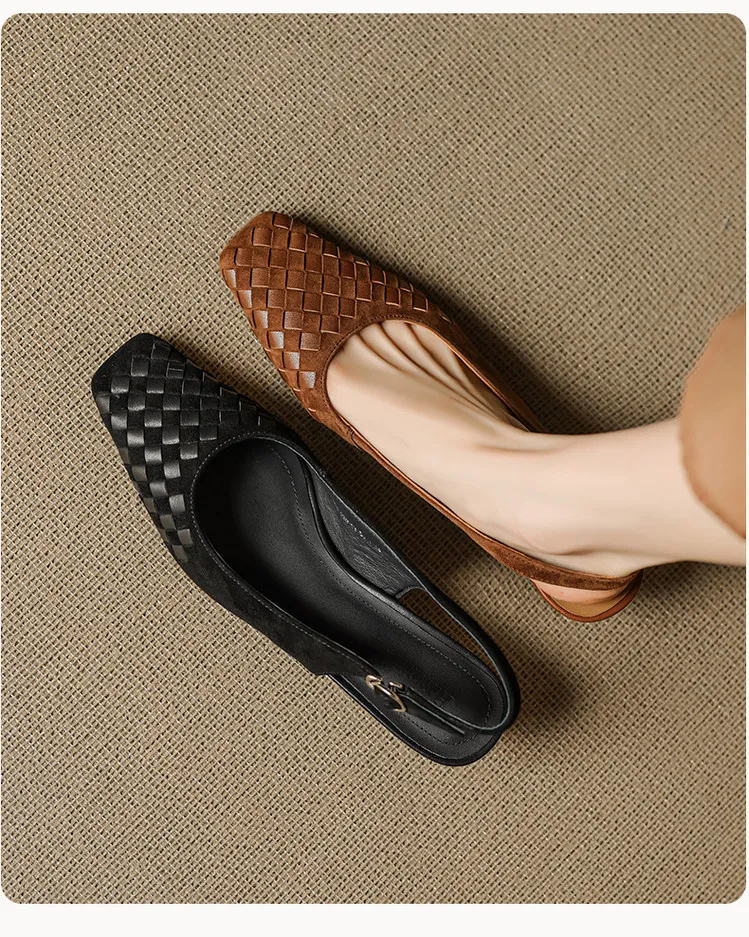 Spring/Summer Square-Toe Sandals with Chunky Heels, High Heels, Closed Toe, Buckle, Open Back Fashion Women's Shoes