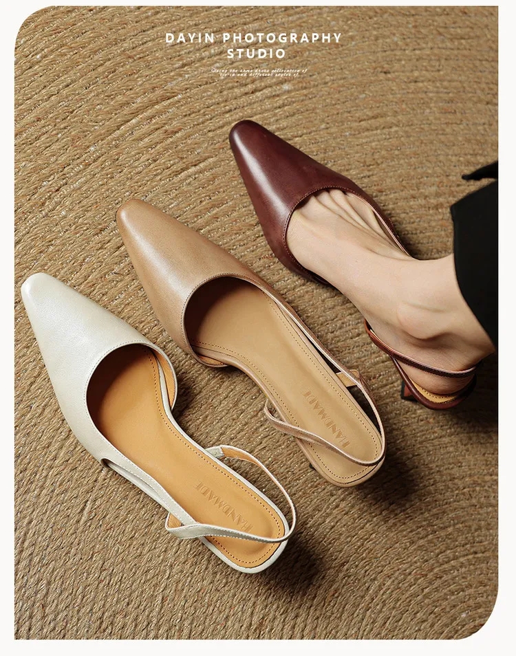 Spring/Summer Fashion Sandals with Closed Toe, Chunky Heel, Mid-Heel, Open Back - Real Product Video